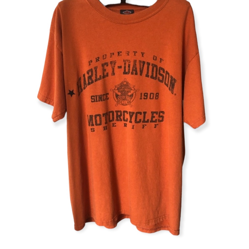 Vintage Harley-Davidson Motorcycles Orange Biker Tee